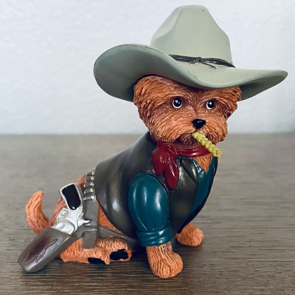 Hamilton Collection Spurs N Furs Yorkie Dog Wild West Cowboy Figurine